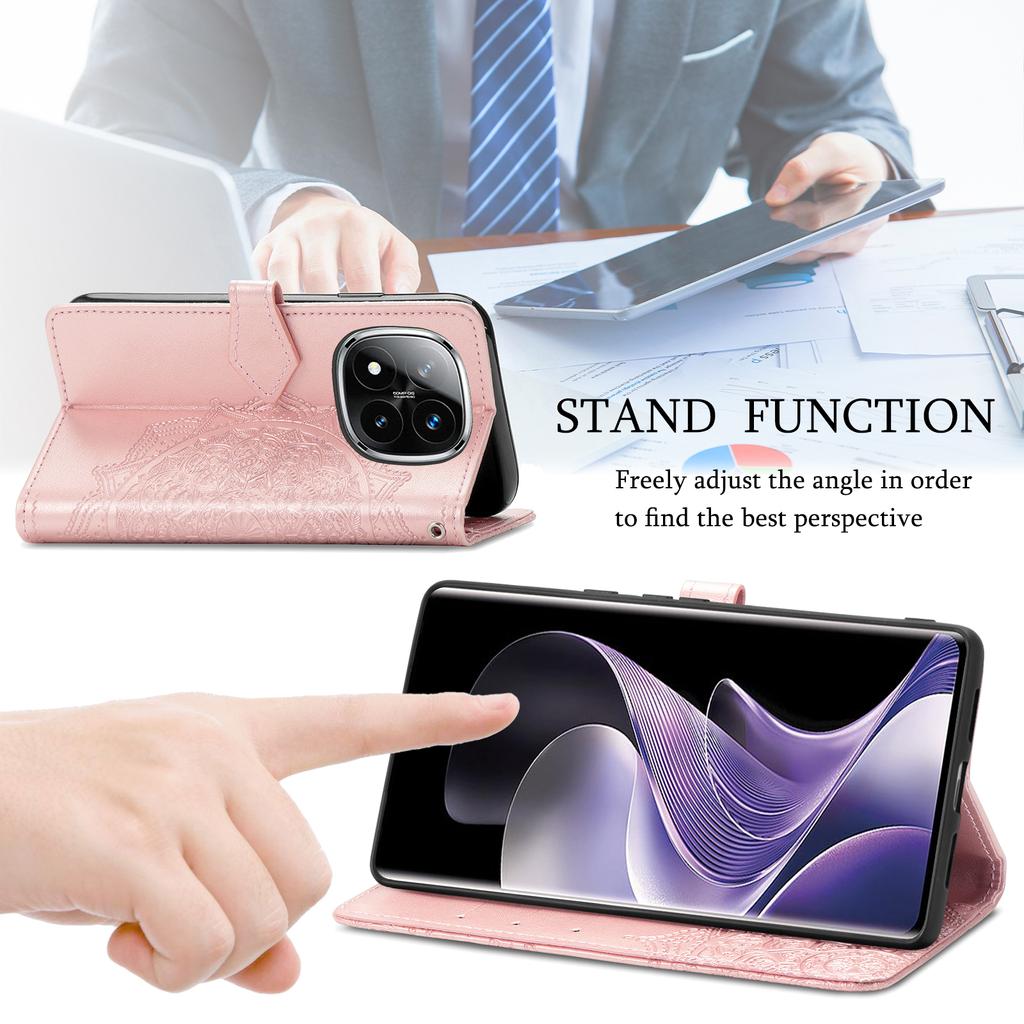 For Xiaomi Redmi Note 14 Pro 5G/Poco X7 5G Wallet Case Mandala Flower Leather Phone Cover Stand View