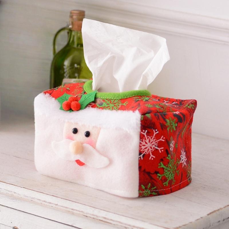 Foldable Festival Tissue Holder With Multiple Santa Patterns Durable Storage Solution For Seasonal Table Setting