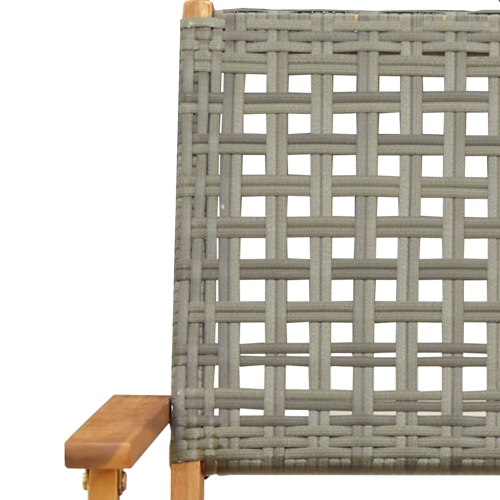 Garden Chairs 2 pcs Grey Solid Acacia Wood and Poly Rattan
