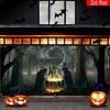Horror Halloween Garage Door Banner, Large Polyester Hanging Outdoor Decoration, Ghost Forest Witch Stove Pattern