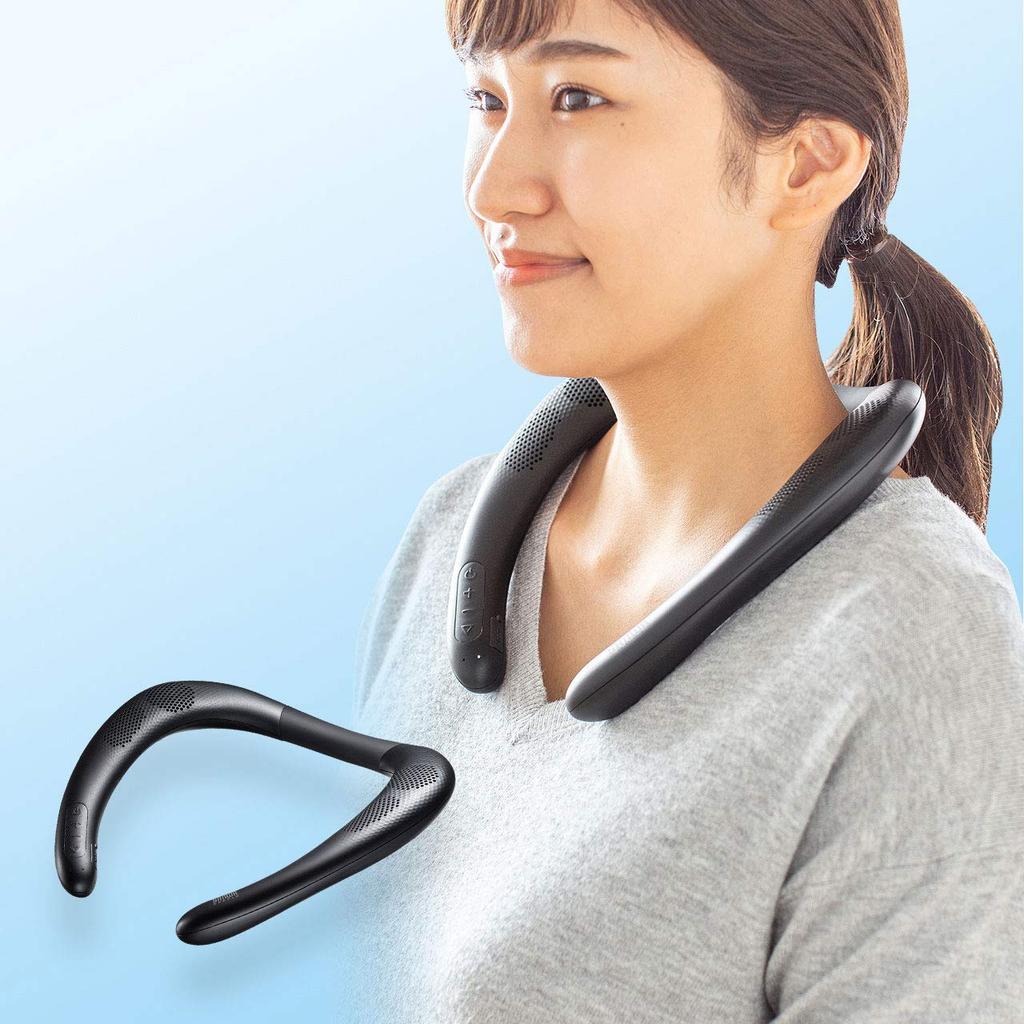 Sanwa Supply Bluetooth Wearable Neck IPX5 Speaker, Waterproof, Lightweight, MM-SPBT4BK