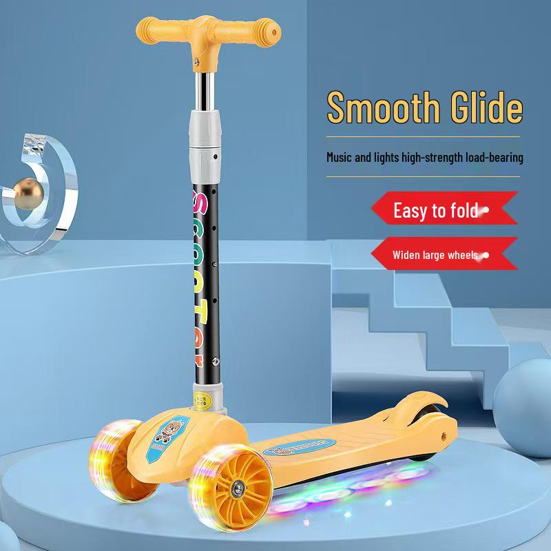Foldable Children's Scooter with Music & Lights for Ages 3-12
