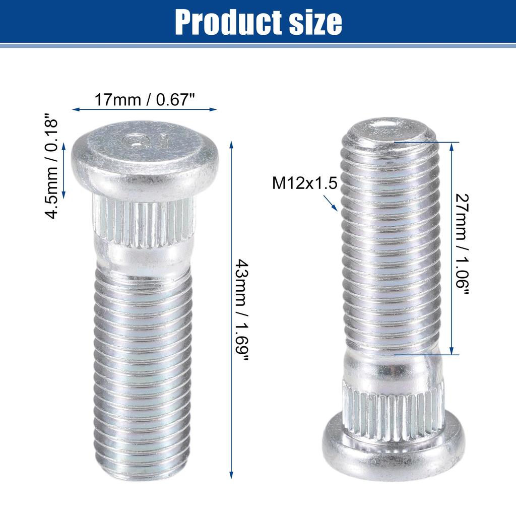 ACROPIX M12x1.5 Front or Rear Wheel Lug Studs Fits Honda Accord 1982-2021 Acura Fits EL 1997-2005 # 9094202067 10pcs