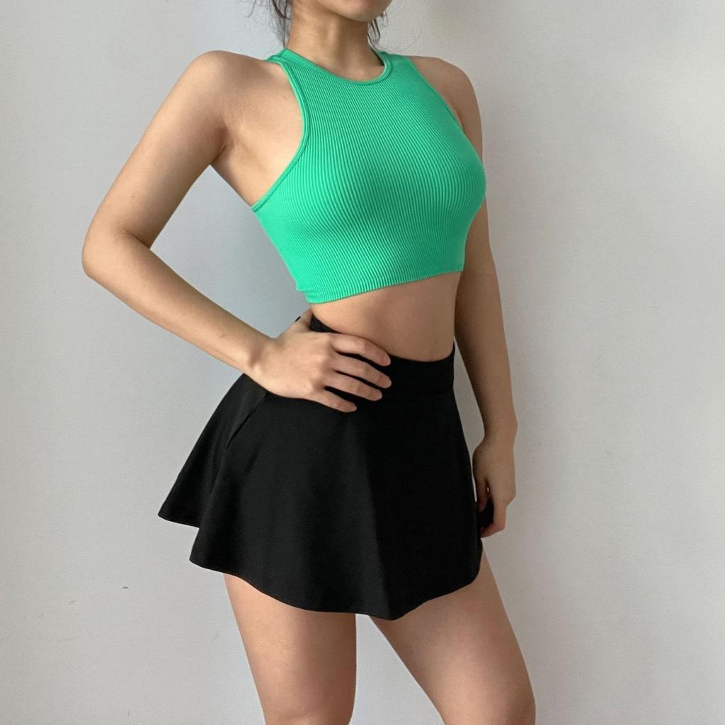 Στρογγυλή λαιμόκοψη με λουράκια Crop Tops Γυναικείες καλοκαιρινές μονόχρωμες καμίσλες γιόγκα μονόχρωμες αθλητικές σωληνώσεις Γυναικεία αμάνικα Cropped Y2K Ρούχα για κορίτσια