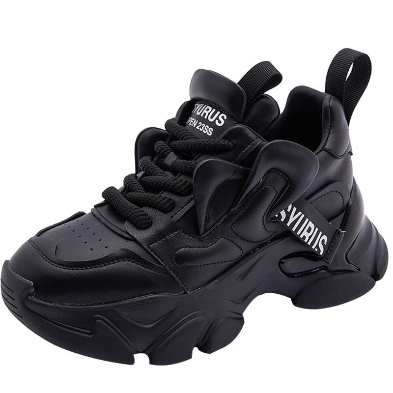 Daddy shoes women's casual leather small platform sneakers new versatile ins running shoes women