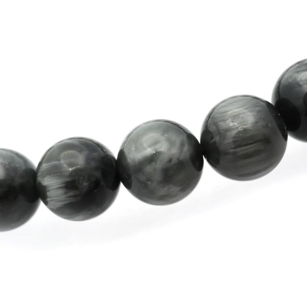 [GOLD STONE] Eagle Eye Gray Tiger Eye Bracelet, 8mm, Cat's Eye, Natural Stone, Inner Circumference: Approx. 15.5cm