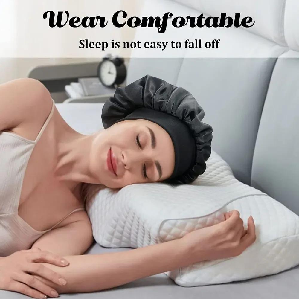 Women Satin Night Hair Cap High Stretch Sleeping Hat Chemotherapy Cap Hair Protection Bonnet Unisex Sleep Cap