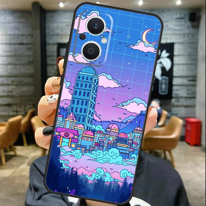 Neon Village Bathhouse Night Case For OPPO Reno 13 13F 12 F 11 8T 7 8 10 Pro OPPO Find X8 X6 Pro X3 X5 Lite Cover Coque