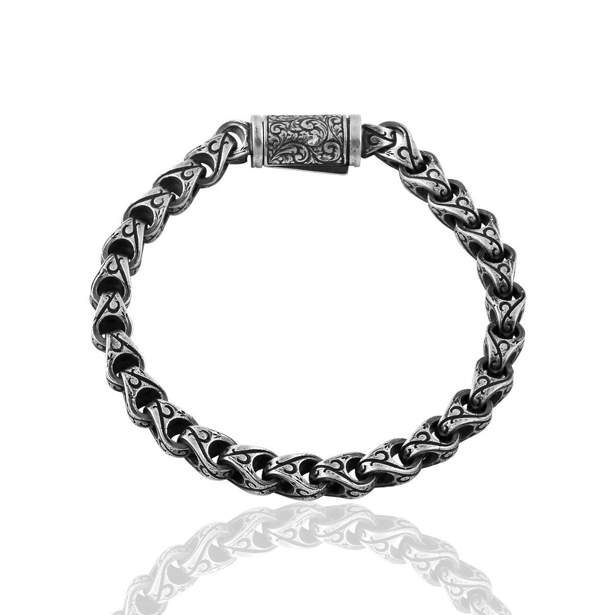 

Серебряный ручная инкрустация Серебряный браслет ручной работы 18cm серебряный