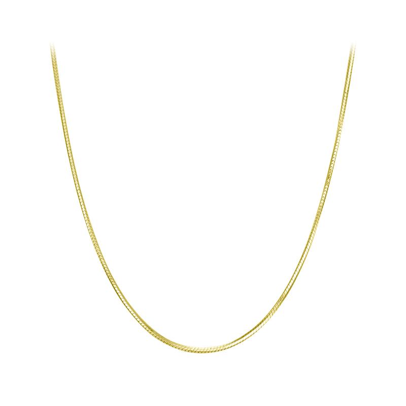 BAMOER Solid Gold Over 925 Silver Chain Necklace for Women Girls, Stackable Round Snake Chain For Daily DIY Pairing