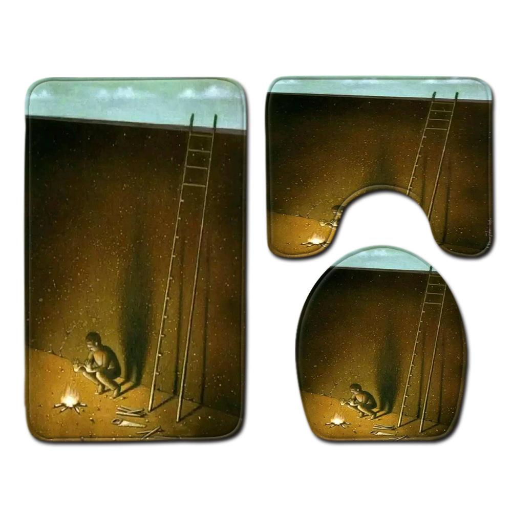 Philosophical Meaning Bathroom Floor Mat Three-Piece Bathroom Carpet Toilet Mat Set Door Mat Bathroom Non-Slip Mat