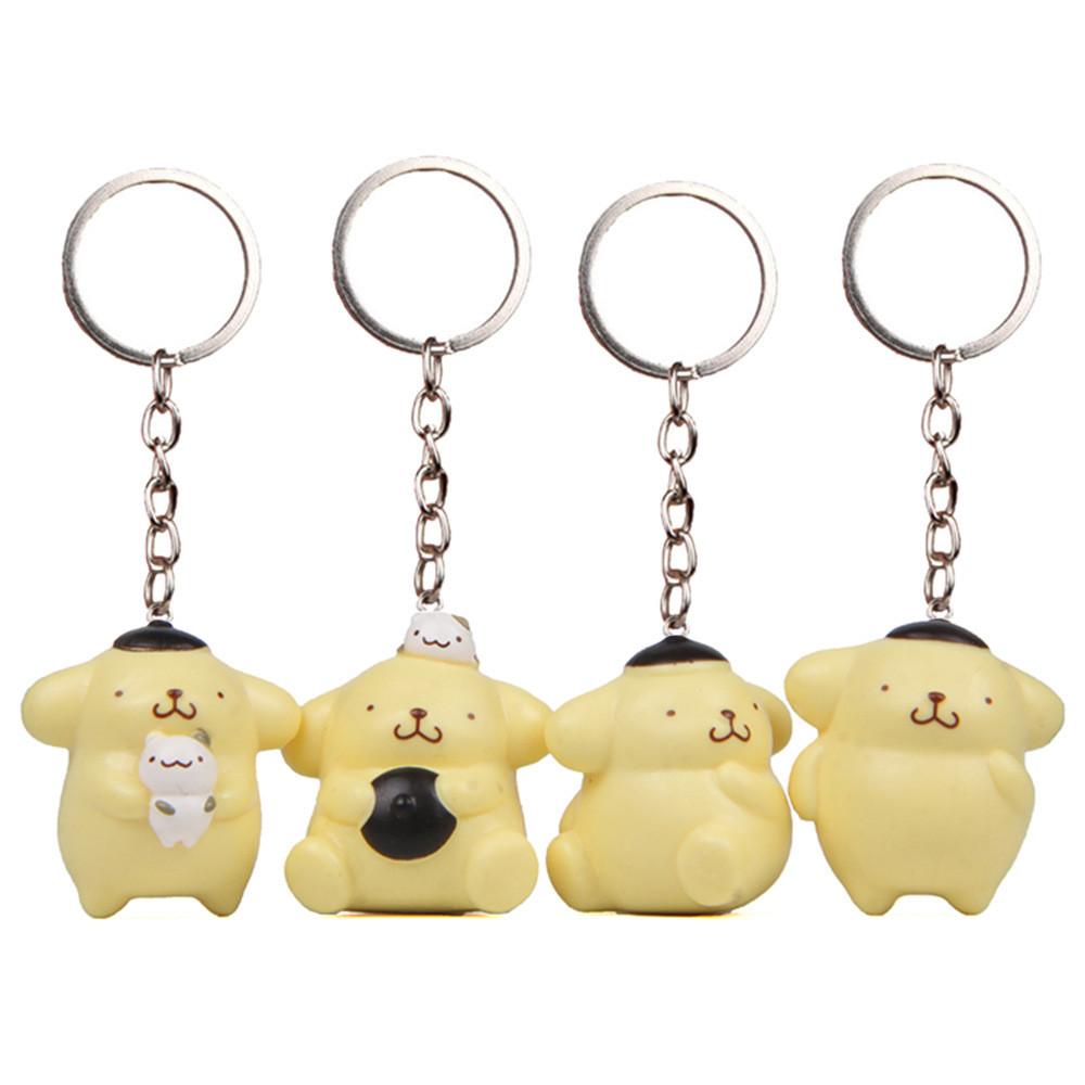 Pompompuri Cartoon Cute Dog Holding Cat Plate Pendant Keychain For Gift Giving