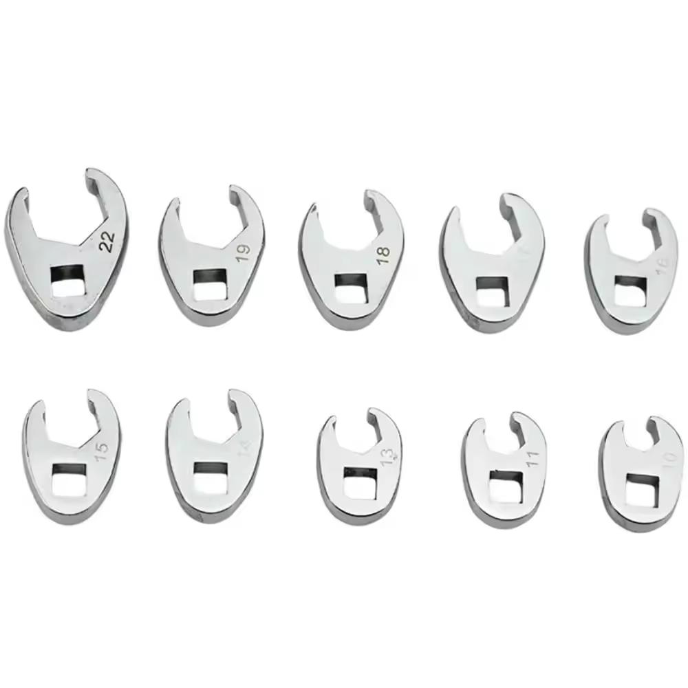 10Pcs 3/8Inch Drive Crowfoot Wrench 10mm To 22mm Metric Foot Open End Spanner For Torque Wrench Keys Set