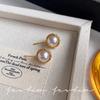 French High-grade Pearl Stud Earrings Women's Electroplating Real Gold Personality Hong Kong Style Niche Design Sense Zircon Stud Earrings Ear Jewelry