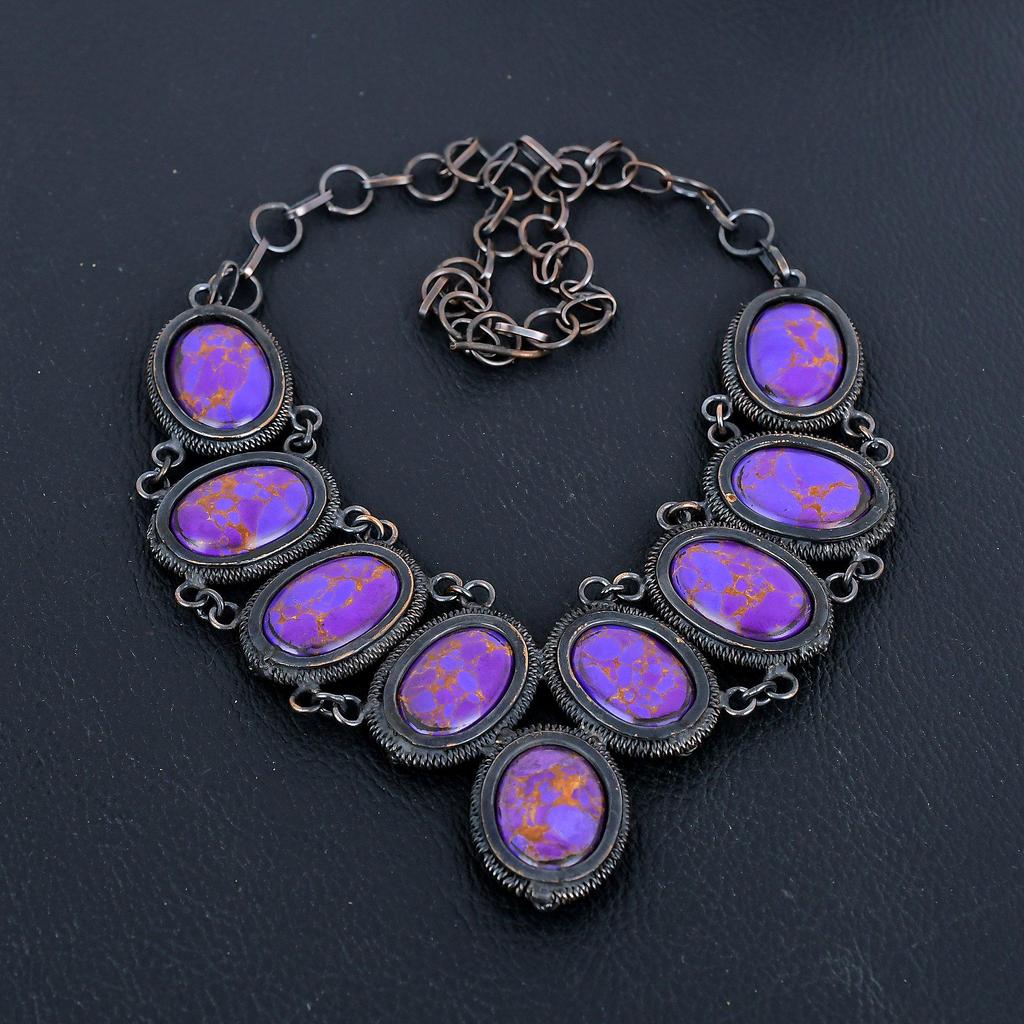 Purple Turquoise Necklace, 999 Copper Wire Wrapped Gemstone Jewelry, Handmade Necklace Amazing Jewelry, Gift For Her