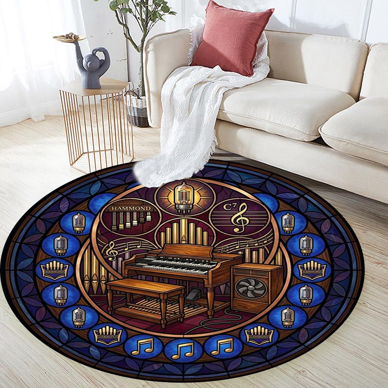 Harmonious Musical Harmony Round Area Rug Under Office Chairs Bedroom Living Room Home Decor