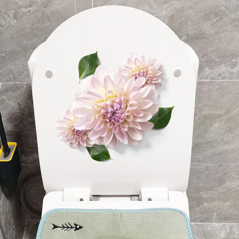 

Pink Purple Flower Toilet Stickers Waterproof WC Toilet Lid Vinyl Decals Flowers Bathroom Toilet Decoration Toilet Cover Sticker (as the picture,15x15CM)