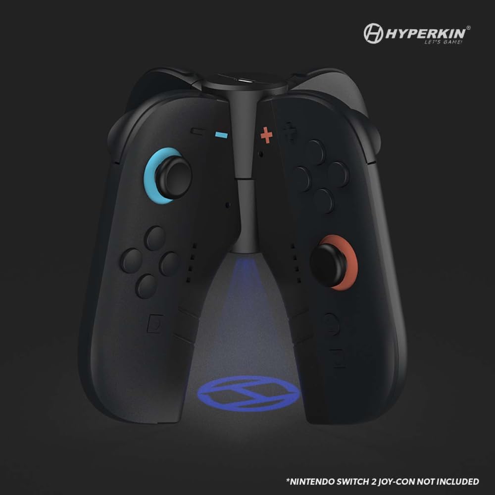 Hyperkin UltraBeam II Charging Grip with Projection Function for Nintendo Switch 2 LED Ergonomic Dedicated Charging Handle Joy-Con Projector,