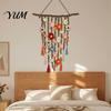 Easy to Install Wall Ornaments Bohemian Crochet Flower Hanging Tapestry, Handmade Tassels Decor Textile Decoration with Wooden Stick, Living