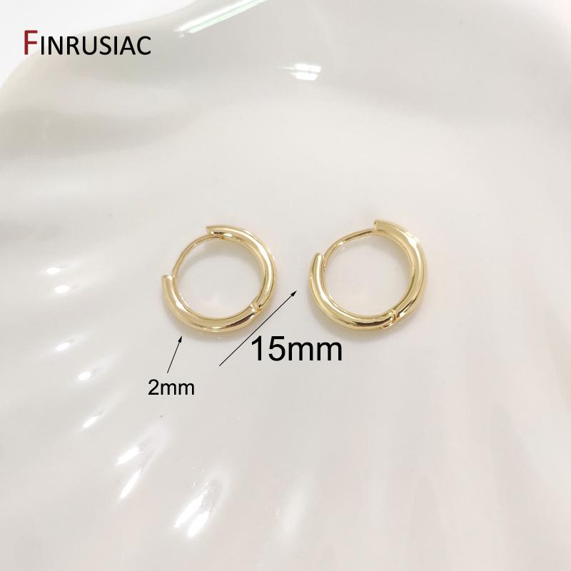 

2025 New Trendy Women Round Hoop Earrings Gold Plated 15 mm/20 mm Ring Earrings For Female Fashion Simple Jewellery Gifts 1 Pair