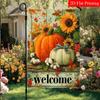 2D Flat, 2D Flat,Autumn Pumpkin Sunflower Thanksgiving Garden Flag_3-28x40 Inch Outdoor Garden Flag Double-sided Home Decoration Courtyard Decoration 