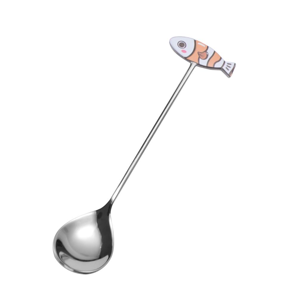 Creative Polished Cat Fish Stainless Steel Spoon Japanese Korean Style Stirring Spoon Teaspoon Colorful Dessert Spoon Gifts