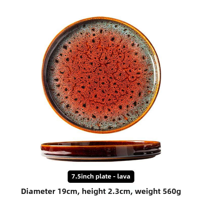 Ceramic Household Dish Ceramic Dumpling Plate Ins High Appearance Level Western Plate Japanese Round Tray