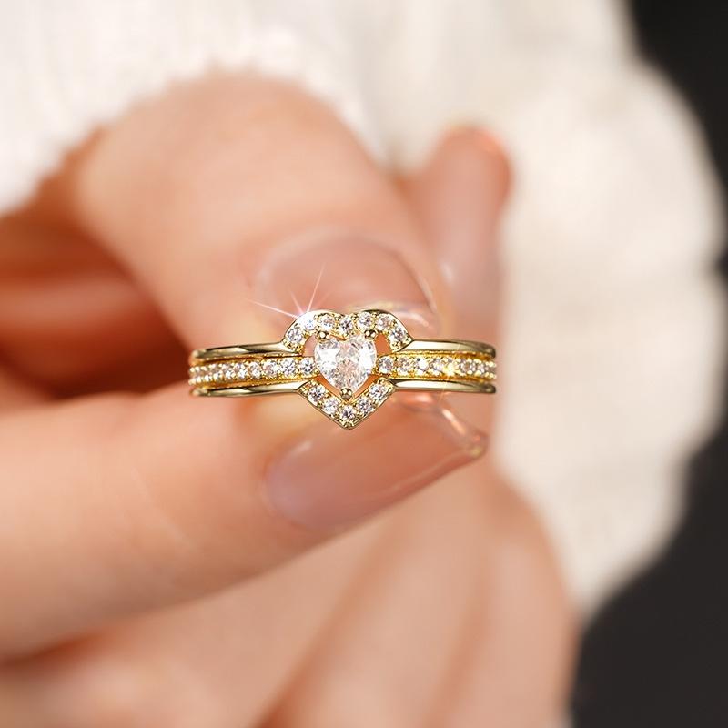 

European and American style mother and daughter layered love all-over design micro-set zircon women s diamond ring 10