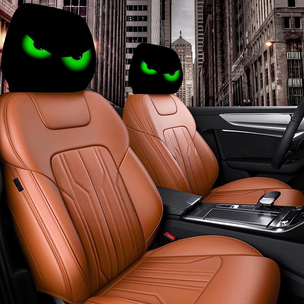 Car Headrest Covers 2 Pieces Dirt-Proof Covers With Big Eyes Design Elastic Protector For Automotive SUV Truck Vehicle Interior