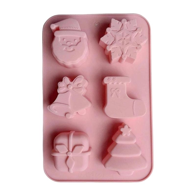 

Food Grade Holiday Baking Tool Silicones Snowmans Santa Candy Chocolate Molds For Christmas Treats And Cake Decorations розовый