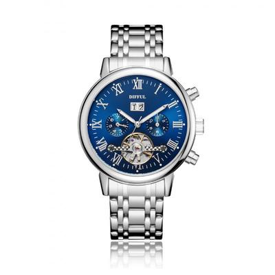 Men's Fully Automatic Multifunction Leather Strap Mechanical Watch with Calendar