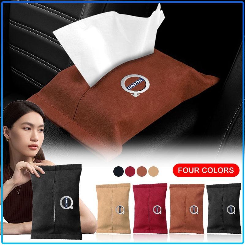 Suede Car Tissue Box Cover Sun Visor Seat Backrest Suspension For Volvo XC90 XC60 XC70 XC40 V90 V60 V40 C70 C30 S80
