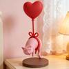 Cute Cat Figurine with Heart Balloon & Bow, Kawaii Resin Craft for Bedroom Desktop Birthday Gift for Cat Lovers