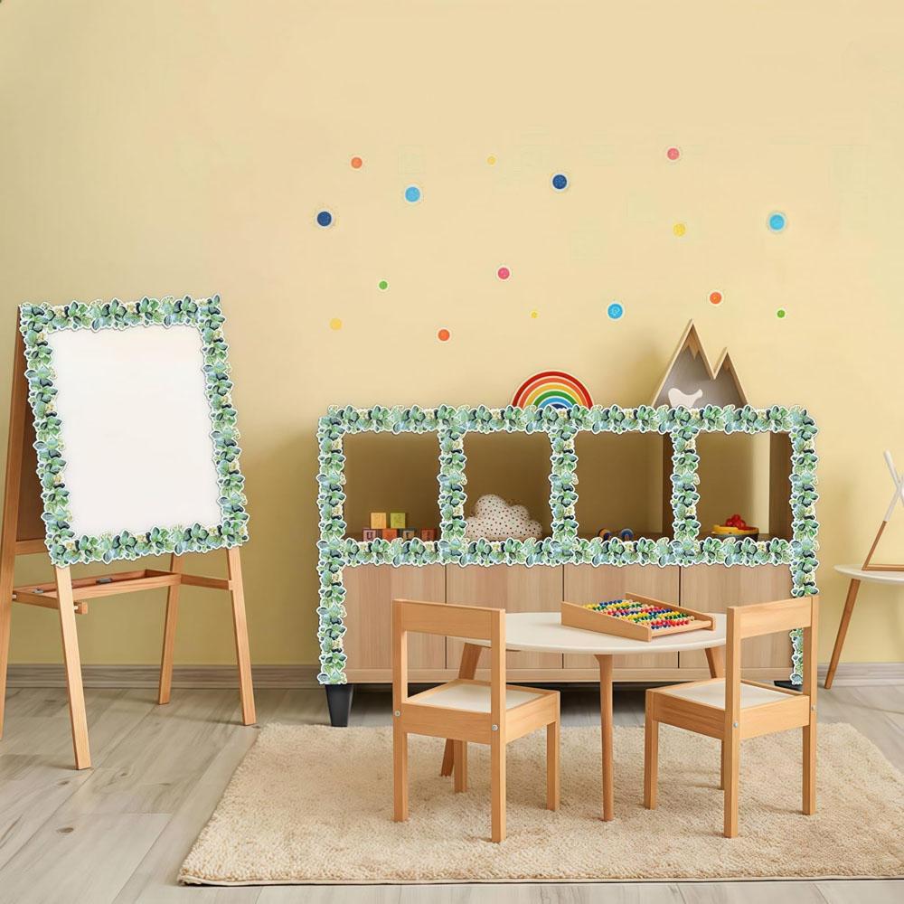 1 Roll Eucalyptus Border Bulletin Board, 5m Bulletin Board Border for Classroom Bulletin Wall Decor