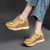 Fashion GKTINOO 2025 Spring New Genuine Leather Sneakers Casual Sports Shoes Round Toe Lacd-up Retro Versatile Women's Flat Shoes