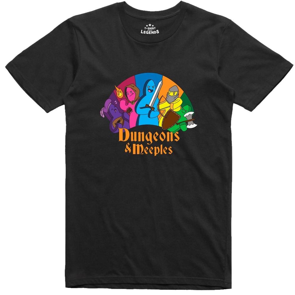 

Funny Mens T Shirt RPG Dungeons and Meeples Role Playing Regular Fit Tee 4XL