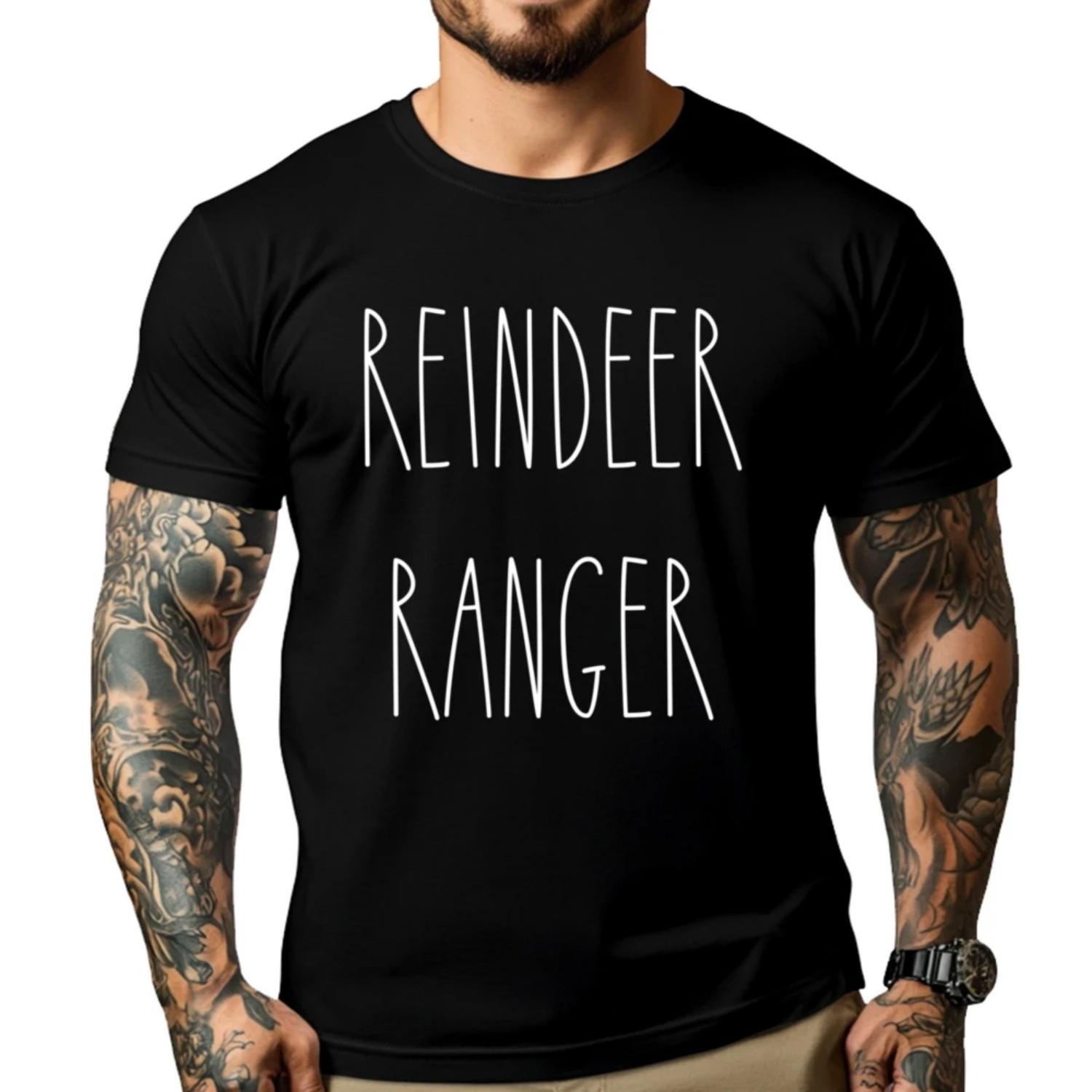 

Reindeer Ranger Matching Family Christmas Pajamas Graphic Tees Men Fall Men s Clothing Mens Tshirts National Flag Day S чёрный