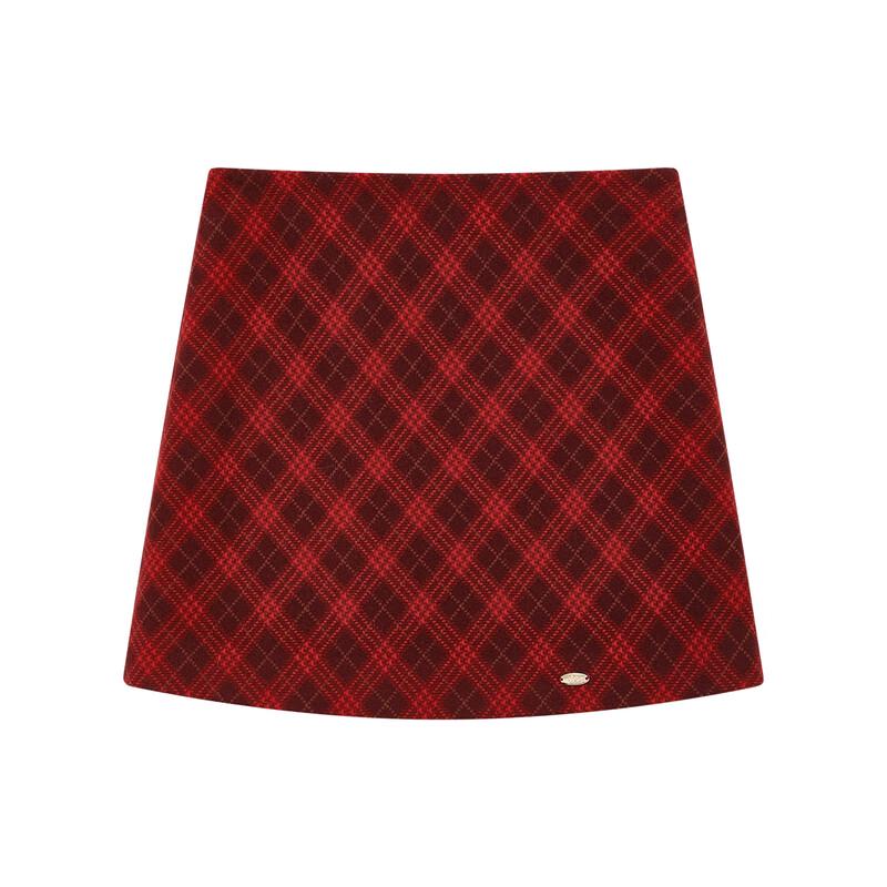 ELLE KIDS Girls' Vintage Red Plaid A-Line Skirt