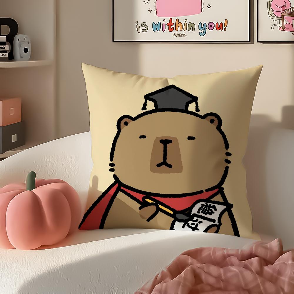Chill Cute Adorable Art Cartoon CCapybara Cushion Cover Pillowcase Short Plush Invisible zipper Room Sofa Cushion Cover