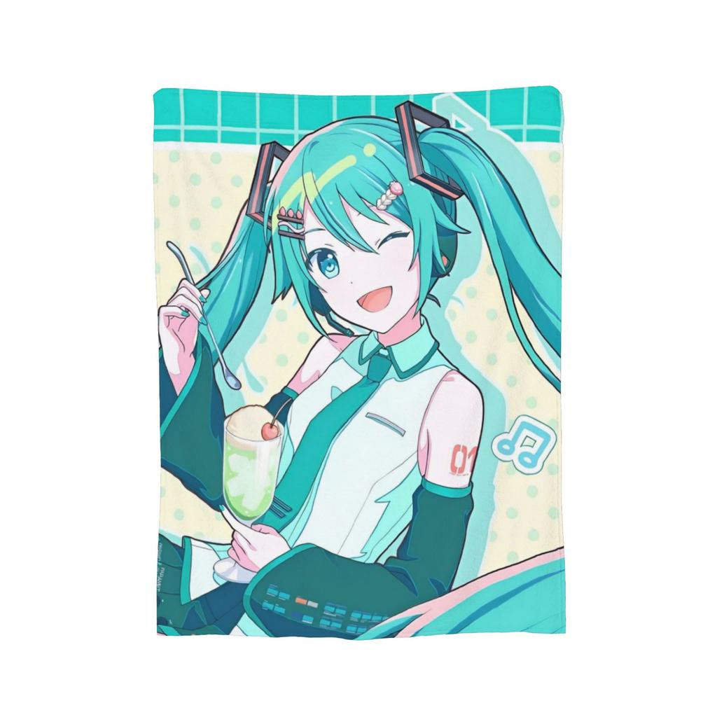 Hatsunes Mikus Anime Blanket Cover Fleece Lightweight Thin Throw Blankets for Bedding Couch Bedroom Quilt