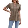 Frühling Und Sommer Neu Kurzarm Einfarbig Plissiert V-Ausschnitt Gestreift T-Shirt Tops Für Damen