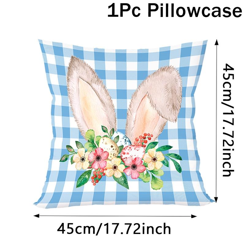 45x45CM Happy Easter Cushion Cover Cute Bunny Eggs Pillow Cover Easter Rabbit Pillowcase Home Decoration 2026 Throw Pillow Case