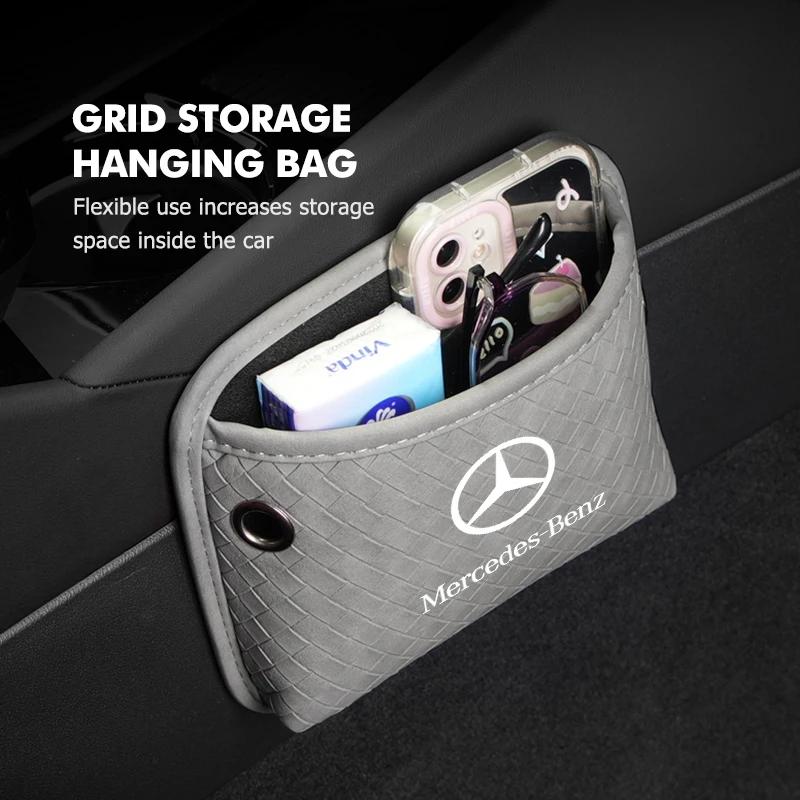 Car Storage Bag Nylon Buckle Adhesive Mobile Phone Bag For Mercedes Benz CLK GLC W212 C200 C300 W203 W204 W205 W169 W176 GLC