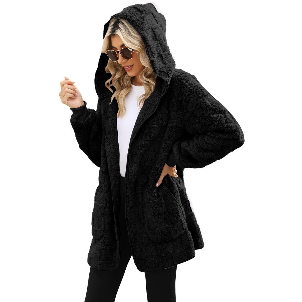 Jachetă cu mâneci lungi, lejer, ocazional, de damă, cu buzunare, cardigan din catifea