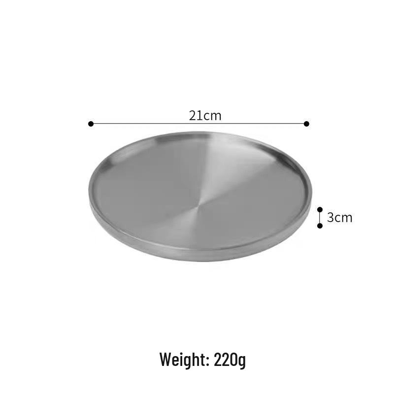 304 Stainless Steel Double-Layer Round Gold Plate for BBQ, Fruits, and Cakes