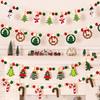 Festive Lights Felt Christmas Banner Decorated DIY Handmade Christmas Pendant Furry Balls LED String Light Home Room