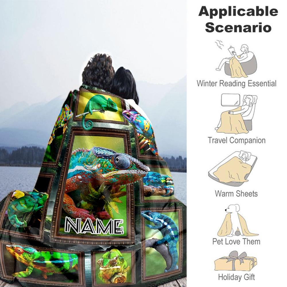 Lizard Customize Text Blanket Cozy Personalized Blanket Soft & Cozy Perfect for Home Decor Sofa Picnics Nap for All Occasions