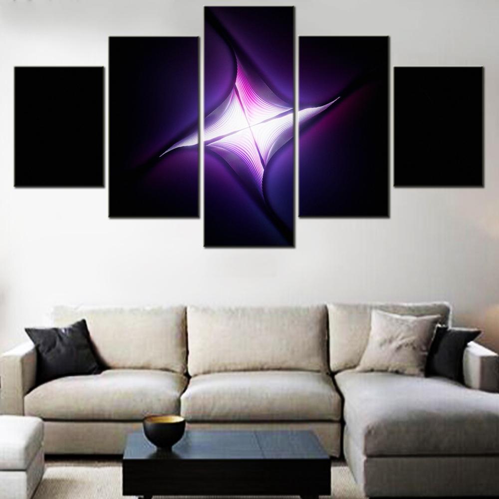 

5 Pieces Canvas Wall Arts Poster Painting Abstract Neon Glow Fractal Wallpaper Home Decor Picture Printing Living Room Mural 20X35 20X45 20X55CM