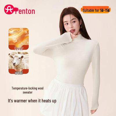 Fenteng Women's Thermal Wool Blend Round Neck Top