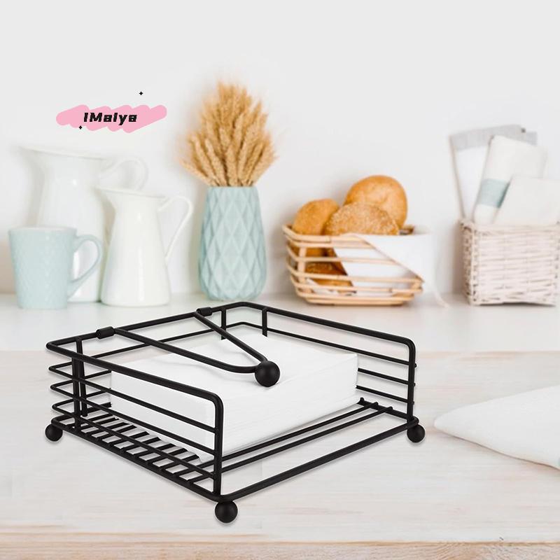 M-1Pc Rustic Metal Napkin Holder Square Paper Organizer For Kitchen Home Restaurant Cafes - Tabletop Decorative Napkin Holder